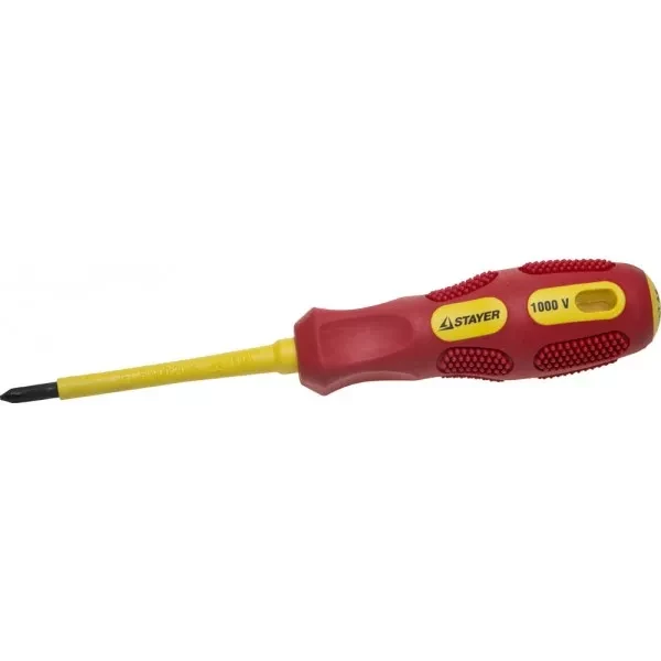 Отвертка STAYER "PROFESSIONAL" "MAX-GRIP" диэлектрическая, двухкомпонентная рукоятка, Cr-V, PH №1x80мм 25828-1-080 G купить в Нягани