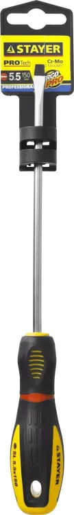 Отвертка STAYER "PROFI" "PROTech", двухкомп рукоятка, намагниченная, Cr-Mo, SL5,5x150мм 25131-05-15_z02 купить в Нягани