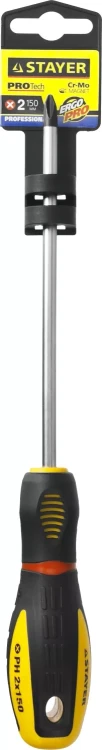 Отвертка STAYER "PROFI" "PROTech", двухкомп рукоятка, намагниченная, Cr-Mo, PH2x150мм 25132-2-15_z02 купить в Нягани