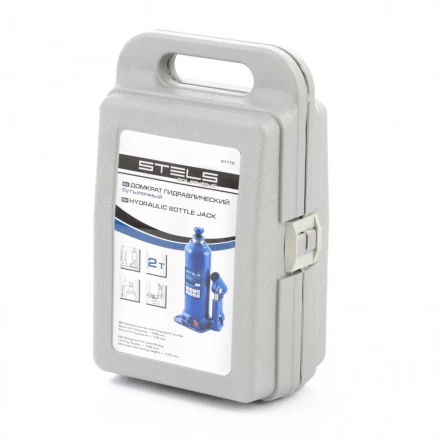 Домкрат гидравлический бутылочный 2 т h подъема 178-338 мм в пластиковом кейсе Stels 51172 купить в Нягани