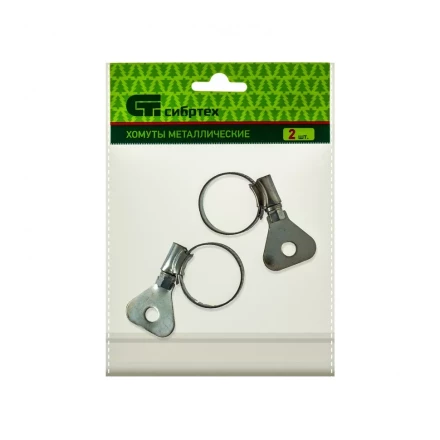 Хомуты металлические червячные 16-25 мм ширина 10 мм W1 с металлическим ключом 2 шт Сибртех 476507 купить в Нягани