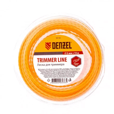 Леска для триммера овальная витая 2,0 мм х 15 м блистер Россия Denzel 96136 купить в Нягани