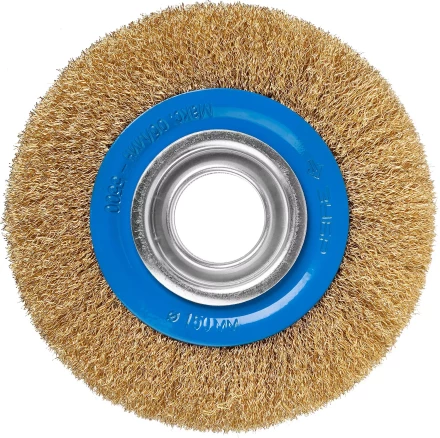 ЗУБР &quot;ПРОФЕССИОНАЛ&quot;. Щетка дисковая для точильно-шлифовального станка, витая стальная латунирован проволока 0,3мм, 150х32мм 35186-150_z01 купить в Нягани