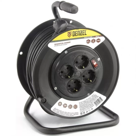 Удлинитель силовой на кабельной катушке 50м 4 розетки 16А серия УХз16 DENZEL 95906 купить в Нягани