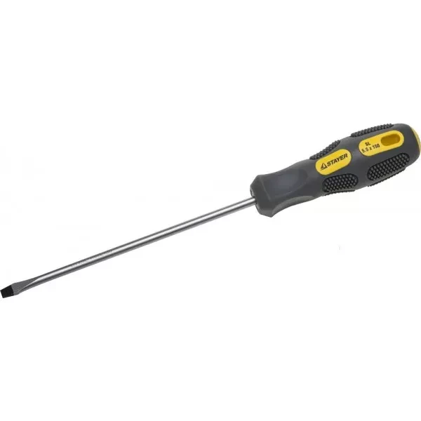 Отвертка STAYER "PROFESSIONAL" "MAX-GRIP" слесарная, Cr-V, намагниченная, SL 5,5х150мм 2580-05-150 G купить в Нягани