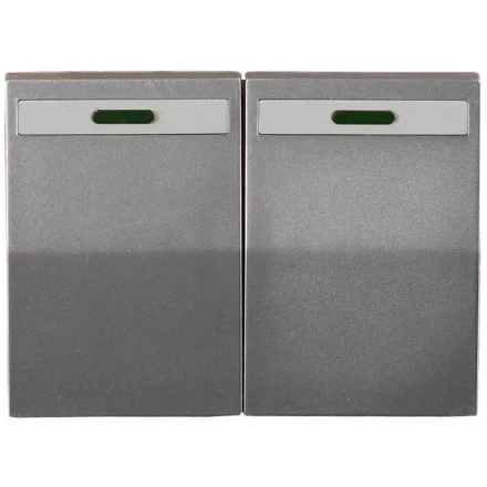 Выключатель СВЕТОЗАР &quot;ЭФФЕКТ&quot; двухклавишный, с эффектом свечения, без вставки и рамки, светло-серый металлик, 10A/~250B SV-54435-SM купить в Нягани