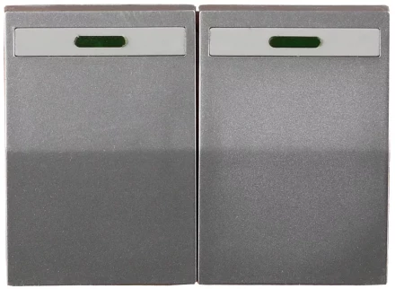 Выключатель СВЕТОЗАР &quot;ЭФФЕКТ&quot; двухклавишный, с эффектом свечения, без вставки и рамки, светло-серый металлик, 10A/~250B SV-54435-SM купить в Нягани