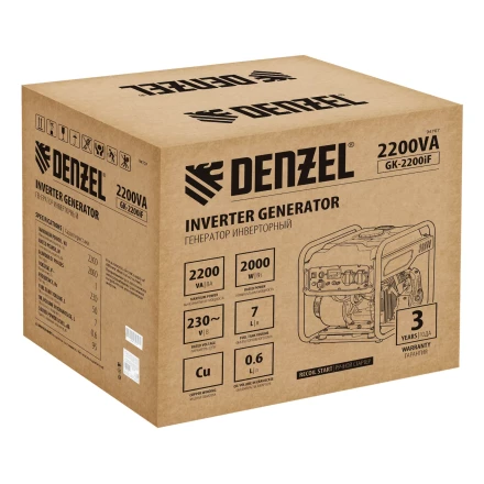 Генератор инверторный DENZEL GK-2200iF, 2,2 кВт, 230 В, ручной старт купить в Нягани