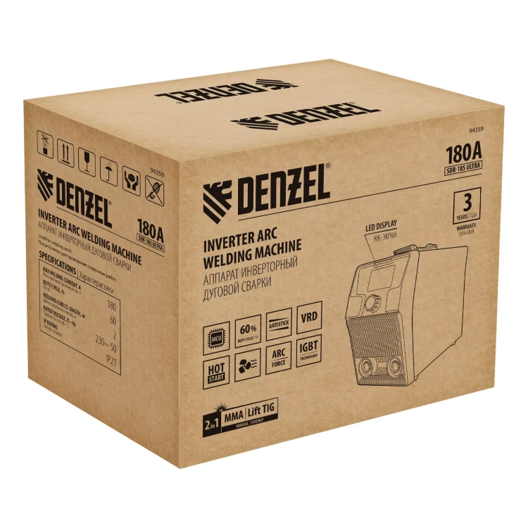 Аппарат инвертор. дуговой сварки Denzel SDR-185 Ultra, 180 А, ПВ 60% 94359 купить в Нягани