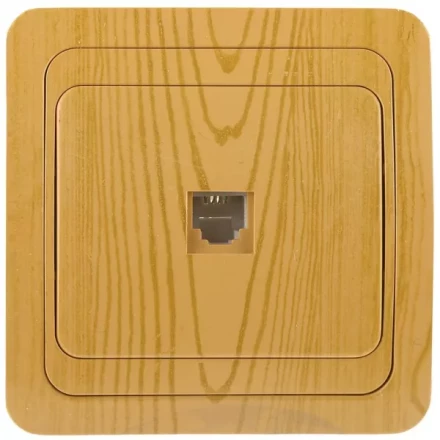 Розетка СВЕТОЗАР &quot;ГАММА&quot; телефонная, одинарная, цвет ольха SV-54117-A купить в Нягани