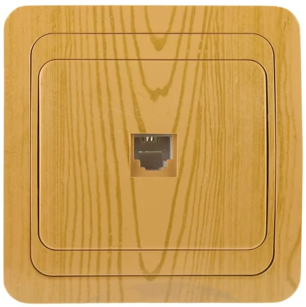 Розетка СВЕТОЗАР &quot;ГАММА&quot; телефонная, одинарная, цвет ольха SV-54117-A купить в Нягани