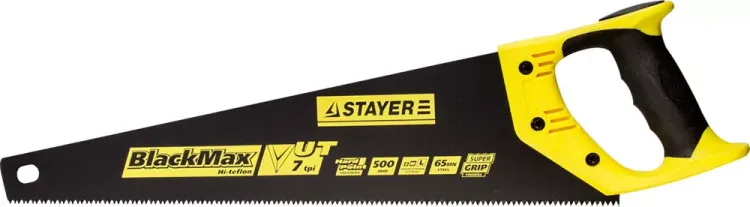Ножовка универсальная (пила) STAYER BlackMAX 500 мм, 7TPI, тефлон покрытие, рез вдоль и поперек волокон, для средних заготовок, фанеры, ДСП, МДФ 2-15081-50 купить в Нягани