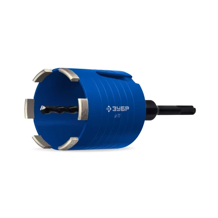 ЗУБР АСК d 72 мм (М16, рабочая глубина 75 мм, лазерная сварка), алмазная сегментная коронка для подрозетников, Профессионал (29875-72) купить в Нягани