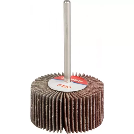 Круг шлифовальный ЗУБР &quot;МАСТЕР&quot; веерный лепестковый, на шпильке, тип КЛО, зерно-электрокорунд нормальный, P120, 15х30мм 36600-120 купить в Нягани