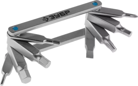 Набор ЗУБР &quot;ЭКСПЕРТ&quot;: Ключи имбус,универс,складные,Cr-V,сатинир покрытие,суперкомпактный,HEX,TORX,PH №1,SL 5мм,8-в-1 27423-H8 купить в Нягани