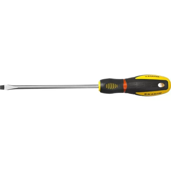 Отвертка STAYER "PROFI" "PROTech", двухкомп рукоятка, намагниченная, Cr-Mo, SL6,0x150мм 25131-06-15_z02 купить в Нягани