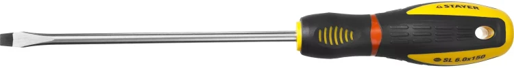 Отвертка STAYER "PROFI" "PROTech", двухкомп рукоятка, намагниченная, Cr-Mo, SL6,0x150мм 25131-06-15_z02 купить в Нягани