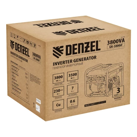 Генератор инверторный DENZEL GK-3800iF, 3,8 кВт, 230 В, ручной старт купить в Нягани