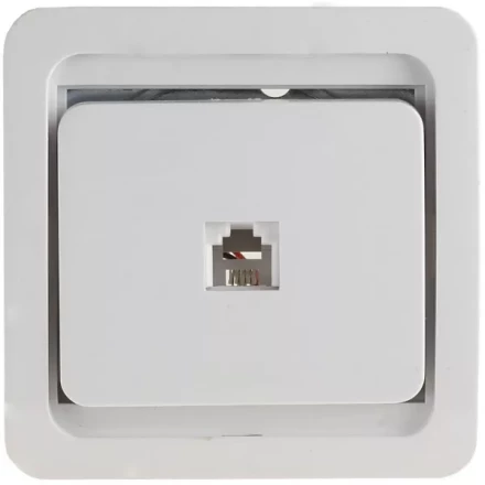 Розетка СВЕТОЗАР &quot;ГАММА&quot; телефонная одинарная, цвет белый SV-54117-W купить в Нягани