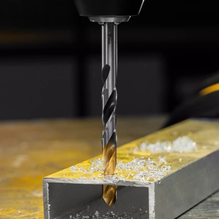 Сверло спиральное по металлу Denzel 8 x 117мм, Р6М5, Golden Tip, многогранная заточка, 718282 купить в Нягани