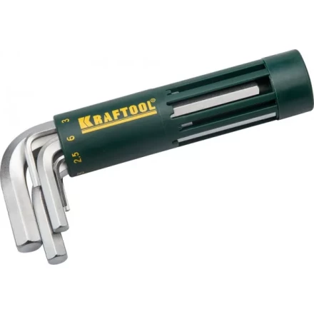 Набор KRAFTOOL: Ключи имбусовые короткие, Cr-Mo сталь, держатель-рукоятка, HEX 2-10мм, 8 пред 27430-1_z01 купить в Нягани