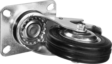 Колеса поворотные с тормозом из литой резины с металлическим диском серия ПРОФЕССИОНАЛ купить в Нягани