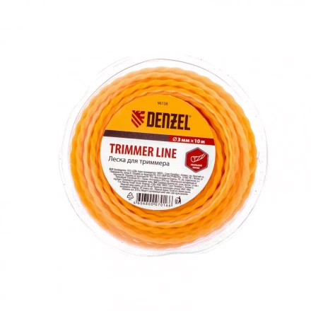 Леска для триммера овальная витая 3,0 мм х 10 м блистер Россия Denzel 96138 купить в Нягани