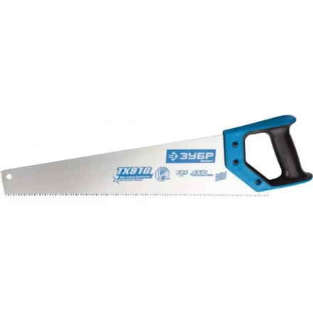 Ножовка по дереву (пила) ЗУБР ЛЕВША-6 450 мм, 6TPI, прямой зуб, быстрый рез поперек волокон, для крупных и средних заготовок, закалка, 2K рукоятка 15230-45 купить в Нягани