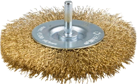 ЗУБР &quot;ЭКСПЕРТ&quot;. Щетка дисковая для дрели, двухрядная, витая латунированная стальная проволока 0,3мм, 100мм 3520-100-2_z01 купить в Нягани
