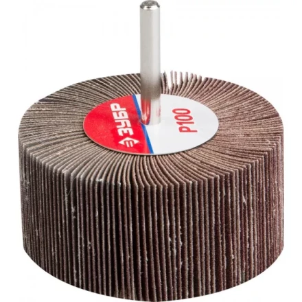 Круг шлифовальный ЗУБР &quot;МАСТЕР&quot; веерный лепестковый, на шпильке, тип КЛО, зерно-электрокорунд нормальный, P100, 40х80мм 36604-100 купить в Нягани