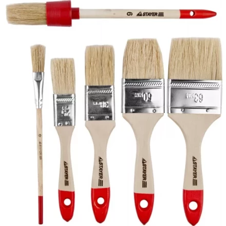 Набор STAYER &quot;STANDARD&quot; &quot;UNIVERSAL&quot;: Кисти, светлая натуральная щетина, деревянная ручка, 6шт 0162-H6_z01 купить в Нягани