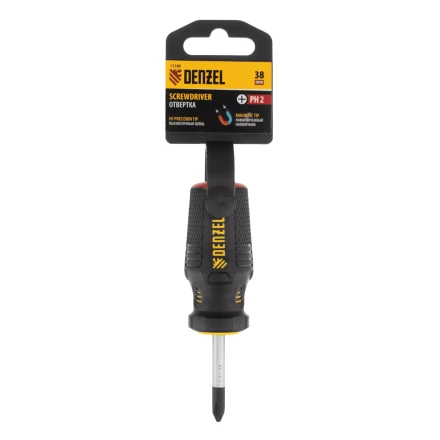 Отвертка PH2х38 мм, CrV, трехкомпонентная рукоятка Denzel 12186 купить в Нягани