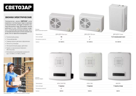 Звонок СВЕТОЗАР &quot;ДИН-ДОН Маэстро&quot; электрический 16 мелодий, с регулировкой звука, ~220В SV-58053 купить в Нягани