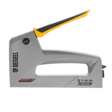 Степлер мебельный Denzel 40213, пластиковый корпус, тип 53, 6-14 мм, тип 300, 15 мм, тип 500, 15 мм купить в Нягани