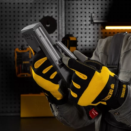 Степлер мебельный Denzel 40213, пластиковый корпус, тип 53, 6-14 мм, тип 300, 15 мм, тип 500, 15 мм купить в Нягани