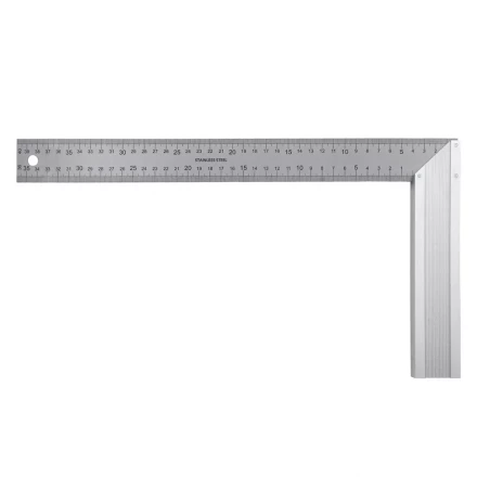 Угольник стальной 400 мм, нержавеющая сталь, градуировка, алюминиевое основание Denzel 32398 купить в Нягани