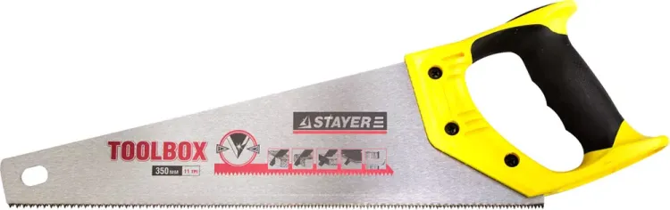 Ножовка многоцелевая (пила) STAYER TOOLBOX 350 мм, 11 TPI, мелкий прямой закаленный зуб, точный рез 2-15091-45 купить в Нягани
