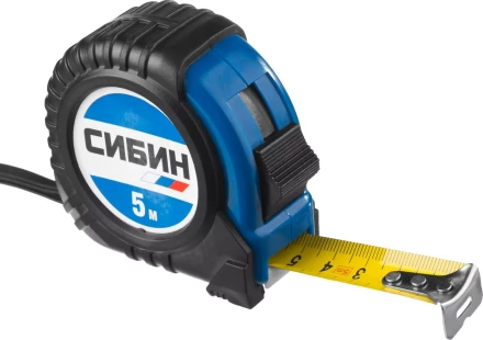 Рулетка СИБИН, обрезиненный пластиковый корпус, 5м/19мм 34019-05-19 купить в Нягани