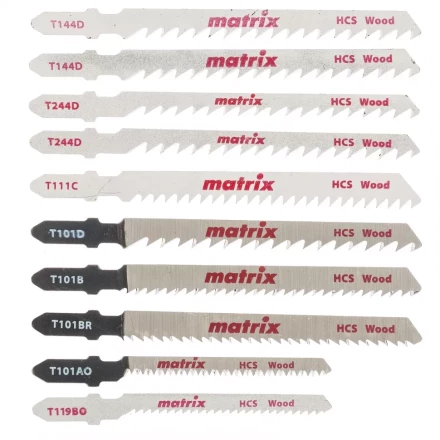 Набор полотен для электролобзика по дереву 10 шт T-SET1007 Matrix 78249 купить в Нягани