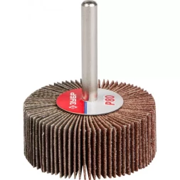 Круг шлифовальный ЗУБР "МАСТЕР" веерный лепестковый, на шпильке, тип КЛО, зерно-электрокорунд нормальный, P80, 20х50мм 36601-080