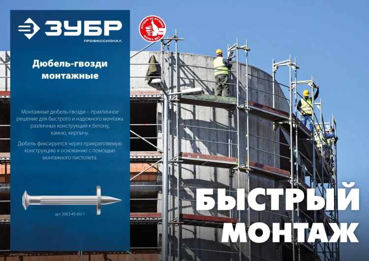 ЗУБР ДГМ, 60 x 4.5 мм, цинк, 1 кг, монтажный дюбель-гвоздь , Профессионал (3063-45-60-1) купить в Нягани