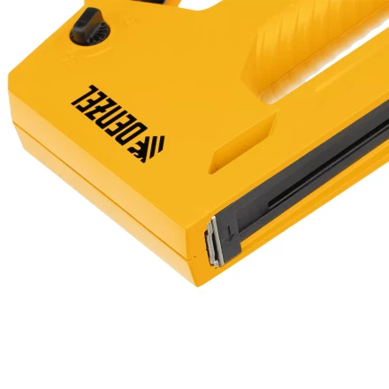 Степлер мебельный Denzel 40214, алюминиевый корпус, тип 53, 6-14 мм, тип 300, 15 мм, тип 500, 15 мм купить в Нягани