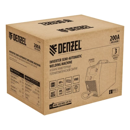 Аппарат инвертор. полуавтомат. cварки Denzel IMIG-205SDR, 200 А, ПВ 60%, катушка 5 кг купить в Нягани