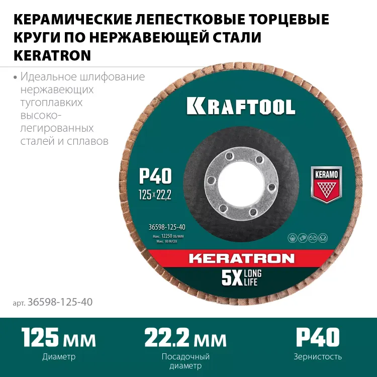 Круги лепестковые керамические торцевые 36598-125-40 купить в Нягани