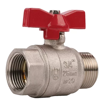 Кран ЗУБР шаровой 3/4&quot; полнопроходной &quot;мама-папа&quot;, бабочка, никелированная латунь 51354-N-3/4 купить в Нягани