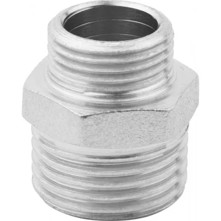 Бочонок ЗУБР &quot;ЭКСПЕРТ&quot; переходной, никелированная латунь, 1/2&quot;-3/8&quot; 51243-1/2-3/8 купить в Нягани