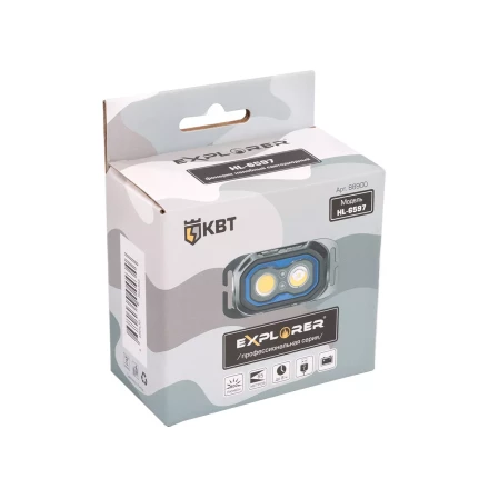 Фонарик налобный светодиодный со встроенным аккумулятором КВТ HL-6597 (88900) купить в Нягани