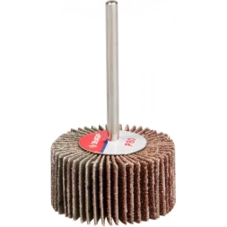 Круг шлифовальный ЗУБР "МАСТЕР" веерный лепестковый, на шпильке, тип КЛО, зерно-электрокорунд нормальный, P80, 15х30мм 36600-080