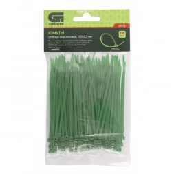 Хомуты 100х2,5 мм пластиковые зеленые 100 штук СИБРТЕХ 45510