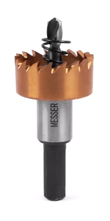 HSS-TiN коронка MESSER  26мм с центр. сверлом и толкающей пружиной для  лист. материала  до 2 мм ц/х купить в Нягани